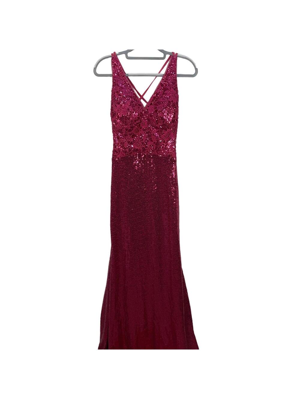 NWT Hebeos Pink Sequin Floor Length Sleeveless Gown Prom Dress